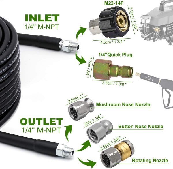 West Bay Sewer Jetter Kit TPU Hose 5800 PSI Pressure-2