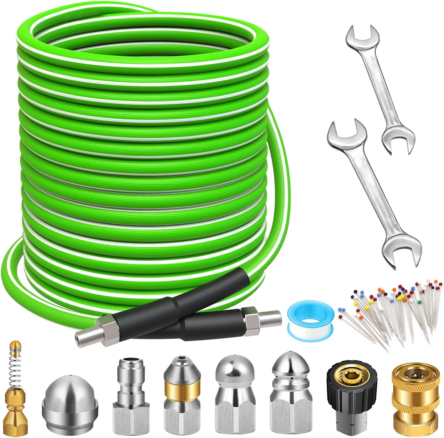 West Bay Sewer Jetter Kit with hose and nozzles displayed