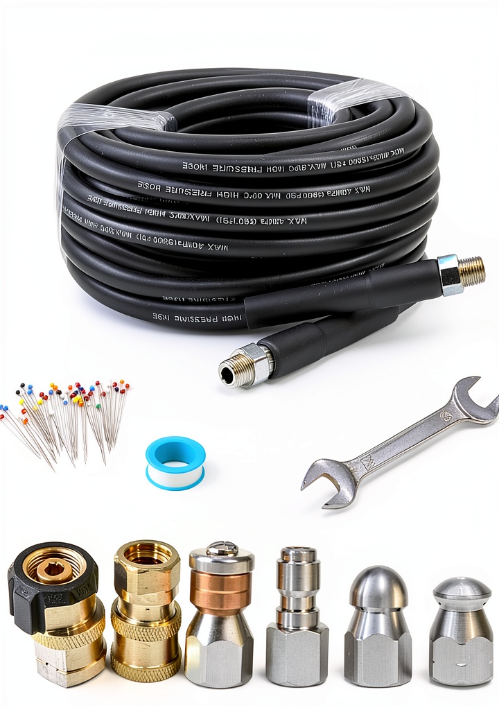 West Bay Sewer Jetter Kit with hose and nozzles displayed