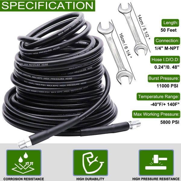 West Bay Sewer Jetter Kit 5800 PSI Polyester Hose Nozzles-1
