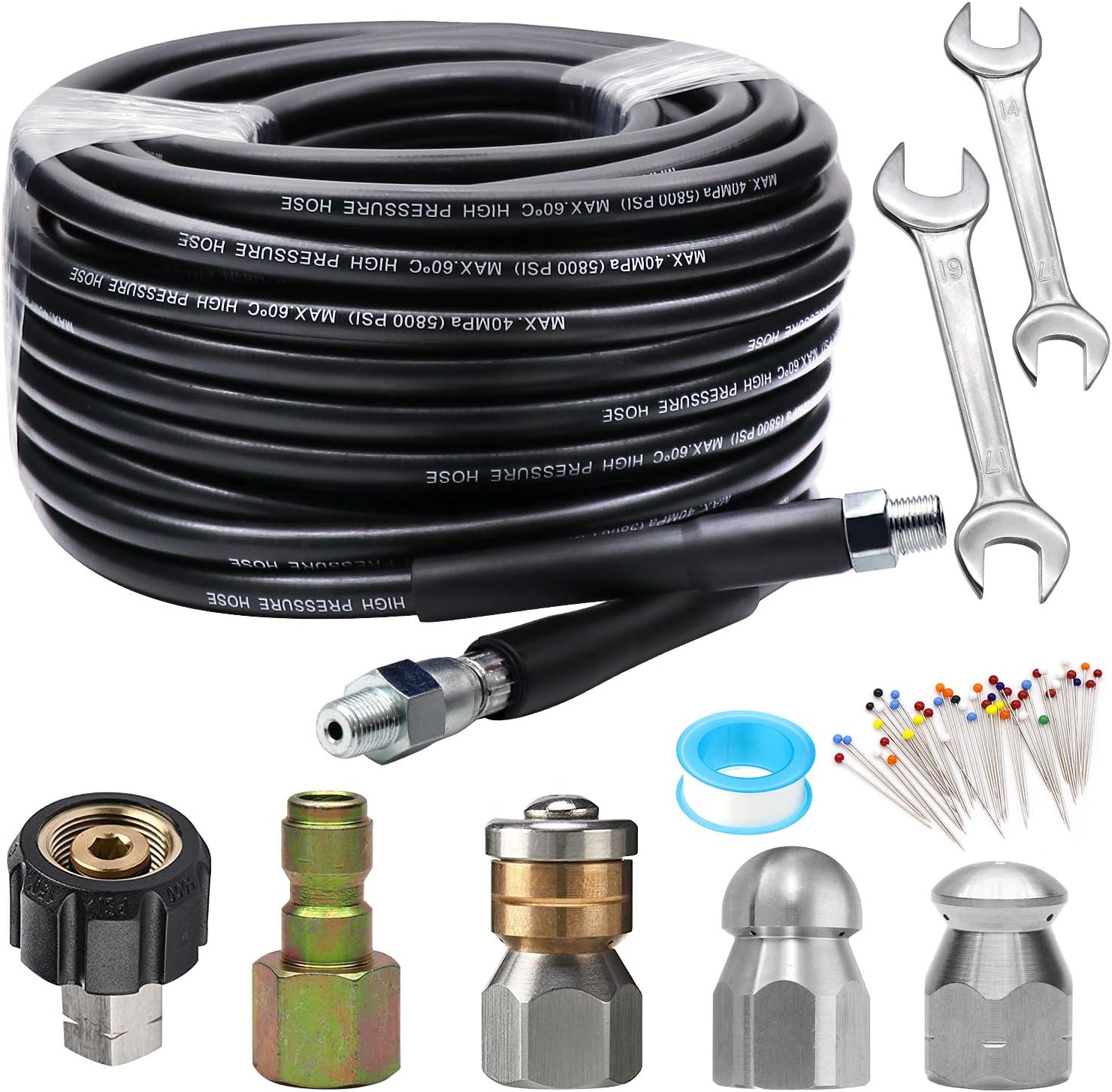 West Bay Sewer Jetter Kit with hose and nozzles displayed